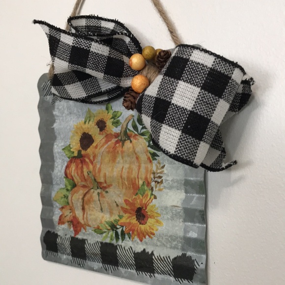 Handcrafted Fall Colors Decoupage Wall Hanger - Picture 3 of 3